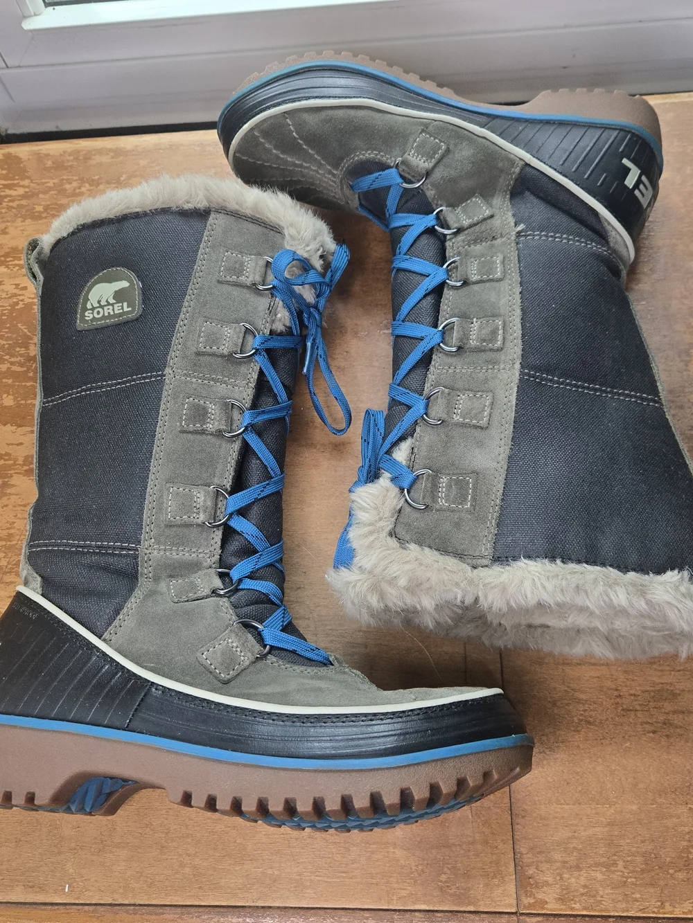 Sorel Tivoli High II Women's Winter Boots Size 7 Gray Blue Waterproof Faux Fur